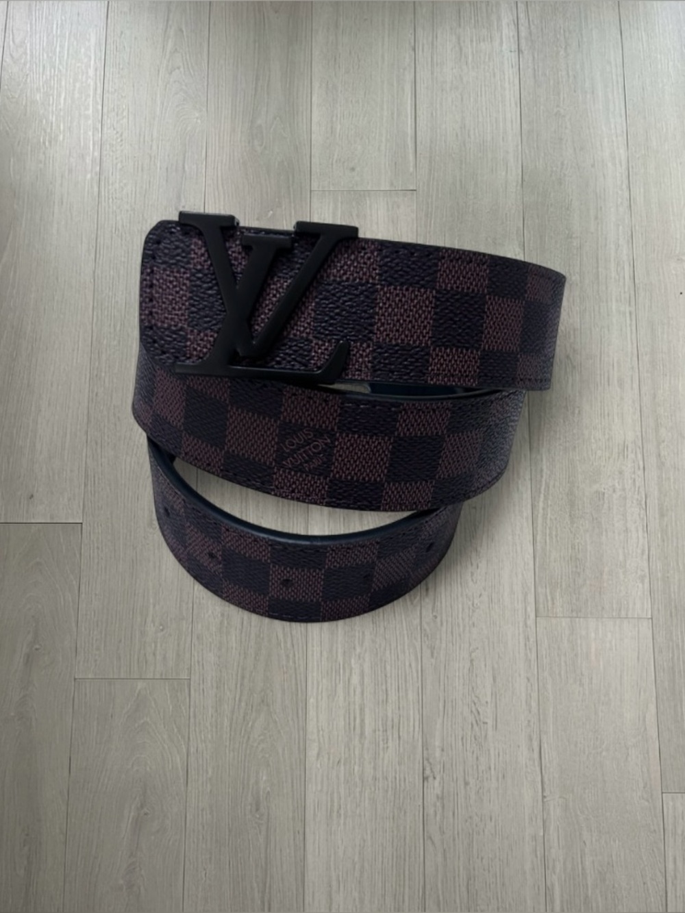 Louis Vuitton Brown Damier Ebene Canvas Men’s Belt with Black LV Buckle